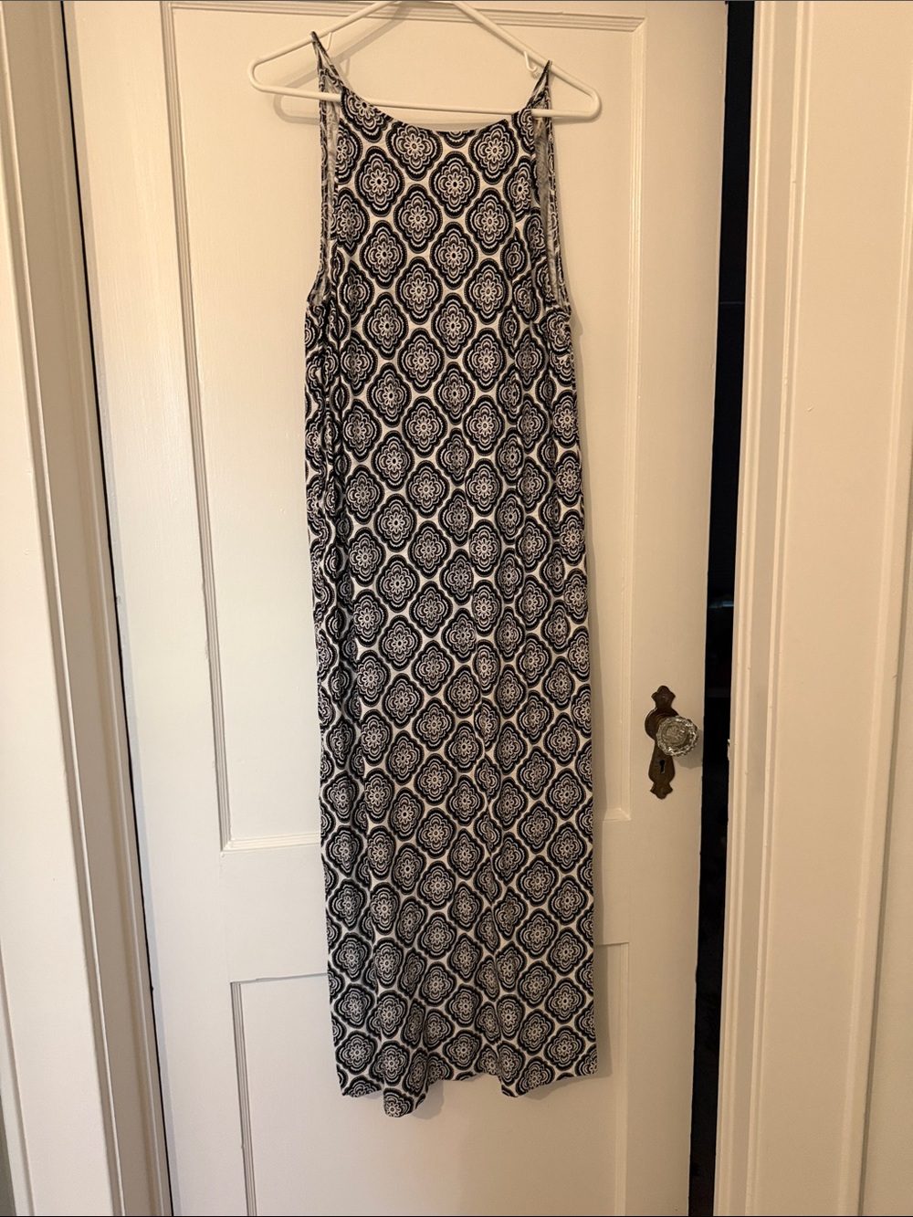 Boden Black and White Geometric Maxi Dress